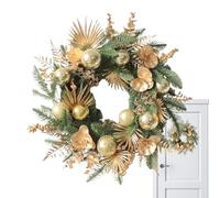 Artificial Christmas Wreath - Christmas Wreaths For Front Door, 19 Inch Winter Christmass Decorations, Golden Ball Pine Front Door Wreath For Wall Fireplace Bedroom Living Room Office Garden Yard