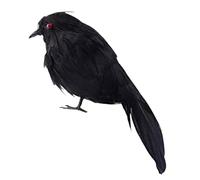 Artificial Crow, Black Feathered Crow, Halloween Crows, Artificial Black Birds, Raven Birds Toys, 6.3 Inches Realistic Black Feathered Design Versatile Decoration for Indoor Outdoor Home Garden