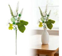 Artificial Easter Picks with Pastel Easter Eggs, Berries, Bunny and Leaves, Adjustable EasterEgg Twig Branches,for Craft Wreath Making Table Centerpiece Vaso Filler (Green)