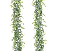 Artificial Eucalyptus Garland Faux Eucalyptus Leaves Vines Handmade Plastic Garland Greenery Hanging Plant Wedding Arch Wall Table Party Decor 2 PCS Christmas Wreaths Garlands