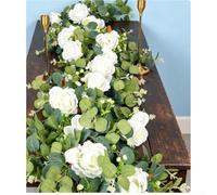 Artificial Eucalyptus Vine 185cm White Silk Flower | Lifelike eucalyptus foliage, veined petals, natural garden aesthetic, 185cm length, silk roses