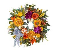 Artificial Fall Wreath - Pumpkin Door Wreath, Farmhouse Wall Decor