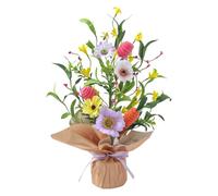 Artificial Flower Desk Decor - Springtime Centerpiece for Atmosphere | Synthetic Petals featuring Miniature Root Vegetable Accents & Solid Potted Base for Sprucing, Dressing, Styling and Garnishing