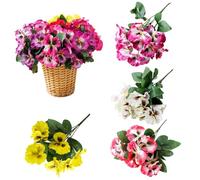 Artificial Flower Plants 4Pcs Plastic Silk Bouquets Fake Small Wild Flowers Decoration for Home Garden Wall Wedding Party Hanging Baskets Artificial Flowers