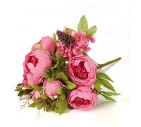 Artificial Flowers 1 Bouquet of Artificial Flowers Pink 13 Heads House Garden Decoration (Couleur : Light Blue) (Rose red)