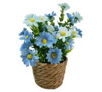 Artificial Flowers in Vase, Artificial Flowers in Vase, Silky Artificial Daisy Rattan Pot Bonsai, Faux Flower Arrangement With Vase for Home Offices Decoration, Dining Table Centerpiece