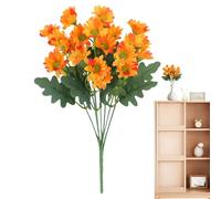 Artificial Flowers Outdoor, Fake Waterproof Floral Stems, Weatherproof Decorative Everlasting Plants for Garden, Window Box, Porch Pot, Walkway, Balcony, Patio, Orange, Red, Yellow