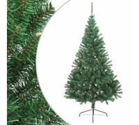 Artificial Half Christmas Tree, Green 180 cm PVC Space-Saving Wall Design with Steel Stand, Realistic Holiday Decor for Indoor & Protected Outdoor Use