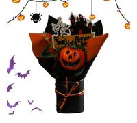 Artificial Halloween Flowers -Spooky Artificial Pumpkin Flowers Arrangement | Fade-Resistant Faux Decor For Halloween Theme Party Adults Kitchen Bedroom Living Room Bathroom Home Haunted House Autumn
