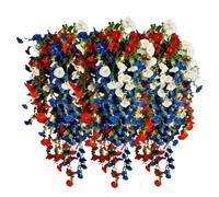 Artificial Hanging Flowers for Outdoors, Artificial Flowers UV Resistant Faux Hanging Plants, Realistic Flower Basket with Red White Blue for Home Porch Patio Garden Balcony Yard Decor (3Pcs)