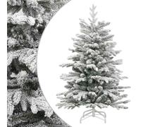 Artificial Hinged Christmas Tree, 180 cm Tall, Flocked Snow, Realistic PE Tips, Sturdy Iron Stand, Foldable Design, Green & White Xmas Decor for Indoor Home Winter Holiday Decorations