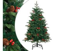 Artificial Hinged Christmas Tree with Pine Cones & Red Berries, 150 cm di diametro, 100 cm di diametro, punta realistica in PE, supporto per ferro da stiro, per interni ed esterni