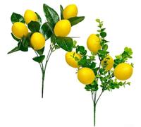 Artificial Lemon Branch 35cm Realistic Fake Fruit(Style B) | Lifelike texture, vibrant yellow fruit, green leaves, 35cm height, natural appearance