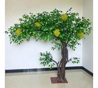 Artificial Longan Tree, Medium Fake Fruit Curved Trunk Full Canopy Freestanding Simulation Plant for Tropical Shop Indoor Floor Decor(2M)