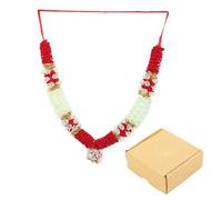 Artificial Mala Rose Flowers Ribbon Garland Capelli Mala for Idol-Mala for God Statues Accessories Pooja Sringar Articles Ornamento for Indian Traditional Festival (taglia: -11") (rosso)