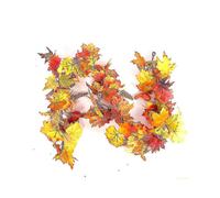 Artificial Maple Leaf Prelit Garland Thanksgiving Decoration