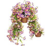 Artificial Morning Glory Flowers - Faux Hanging Vine, UV Resistant Synthetic Bloom, Lifelike Green Leaf Set, Weatherproof Flexible Wrapping | Ideal for Balcony Patio Weddings Farmhouses