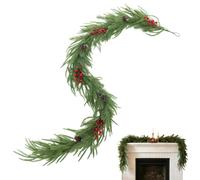 Artificial Pine Garland Faux Greenery With Red Berries Pinecones Christmas