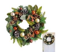 Artificial Pine Needle - 19 pollici Lighted Christmas Wreath, Realistic Christmas Wreaths | Artificial Door Wreath with LED Lights for Window, Fireplace, Bedroom, Living Room, Office, Garden, Yard
