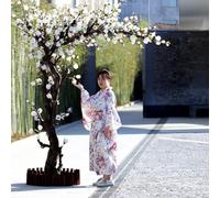 Artificial Pink Magnolia Tree for Natural & Modern Spaces - Seamless Integration with Bamboo & Architecture Lifelike Design & Year-Round Beauty(6 * 6M)