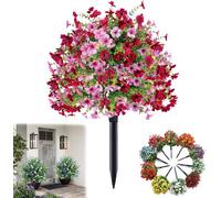 Artificial potted trees with ground stakes, Artificial Camellia Topiary Potted Trees, UV Resistant Faux Outdoor Shrubs Plants for Front Porch, Patio and Garden Decor (B)