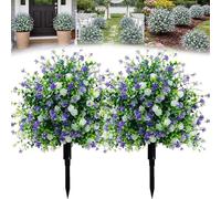 Artificial Potted Trees with Ground Stakes - UV Resistant Camellia Topiary, Camellia Shrubs Faux, Artificial Plants & Flowers Decoration Realistic Fake Bushes for Home Garden Yard Home Decor(2 Pcs)