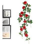 Artificial Rose Vine, Realistic Rose Garland, Lifelike Petal Texture, Floral Wall Accent for Home Backdrops Doors and Gatherings, Indoor and Outdoor, Red, Orange, Champagne, Dark Pink, Light Pink