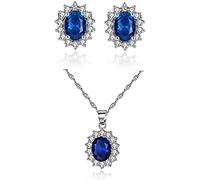 Artificial Sapphire Earrings And Necklace Set Retro Style Paved Necklace With Matching Ear Stud Women Wedding Jewelry Set Durability and professional