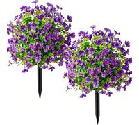 Artificial Violet Flower Topiary Tree, Artificial Plants Outdoor in Pots Large, Artificials Outdoors Plant in Pots for Outdoor Indoor Garden Home Decoration (Purple A)