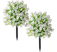 Artificial Violet Flower Topiary Tree, Artificial Plants Outdoor in Pots Large, Artificials Outdoors Plant in Pots for Outdoor Indoor Garden Home Decoration (White A)