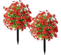 Artificial Violet Flower Topiary Tree, Artificial Plants Outdoor in Pots Large, Artificials Outdoors Plant in Pots for Outdoor Indoor Garden Home Decoration (Red A)