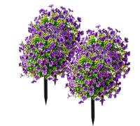 Artificial Violet Flower Topiary Tree, Artificial Plants Outdoor in Pots Large, Artificials Outdoors Plant in Pots for Outdoor Indoor Garden Home Decoration (Purple B)