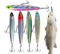 Artificiale Da Nuoto, 5 Colori Popper Minnow Esca Dura, Ami Realistici Lanci Lunghi per Bass Notte Lago Fiume Mare Acqua Stagno Barca Kayak Riva