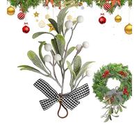 Artificiale di vischio, bouquet di vischio fatto a mano con fiocco, decorazione natalizia stagionale per corone di porte ed esterni