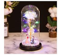 Artificiale Eterno La Bestia Bellezza Rosa Eternelle Fiore in Cupola di Vetro LED Compleanno della Madre Regalo di San Valentino, Bacio + Luce Calda