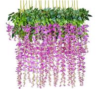 Artificiale Finto Glicine Vite Ratta Ghirlanda Appesa Fiori Di Seta Stringa Decorazione Di Nozze Per Feste A Casa (Rosa Rossa,12 PZ)