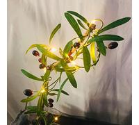 Artificiale Oliva Vite Catene Luminose,Verde Foglie Piante Ghirlanda Sospensione Lampada,Alimentata a Batteria Bianco Caldo per Decorazione di Casa Natale Giardino Matrimonio Festa (Oliva rossa)