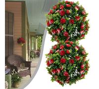Artificiale Rose Palle Arte Topiaria Appeso Giardino Cesto Pianta UV Stabile