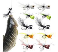 Artificiali Bass Popper Mosca - Set Esche da Pesca Popper per Fly Fishing,Accessori Multifunzionali per Acqua adatte a Spigole Salmoni Trote Pesce Luna