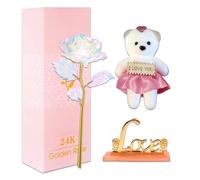 Artificiali Rosa, Confezioni presente donna - Rosa eterna in oro, bellissima rosa per la bestia, fantastico dono per fidanzato, compleanno, Eternauta, doni per la fidanzata, suocera, per un'amica