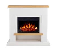 ArtiFlame Camino elettrico Shelford AF23S bianco con effetto fiamma LED, riscaldamento fino a 30 m², telecomando, design realistico, risparmio energetico, autoportante