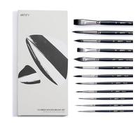 ARTIFY Acquerello Pennello Set-12 Pz Morbido Pennelli di Nylon Sintetico per Acquerello, Acrilico, Pittura a Olio Gouache, Include Pizzo Rotondo, Piatto, Cat Tongue, Serie Intermediate