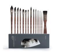 Artify Pennelli Acquerello Professionali, Set 14 Pezzi - Pelo Misto di Scoiattolo, Alta Assorbenza d'Acqua e Ressorto Bilanciato, Tondi/Piatti/Filbert/Angolati/Liner per Acquerello e Guazzo