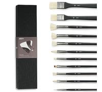 ARTIFY Set di pennelli per pittura a olio - Set di 11 pennelli per artisti per pittura a olio, pennelli con setole di maiale con una spazzola in nylon aggiuntiva, per olio, acrilico e guazzo