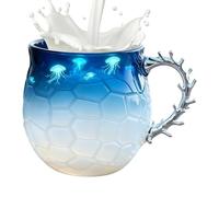 Artigianale a Onda in Marino | 414 ml Bicchieri Soffiati a Mano | Tazze da Tè con Tema Spiaggia - Per Succo Latte Soggiorno Insegnanti Studenti Ufficio Ristorante Cucina Hotel Compleanno Artisti