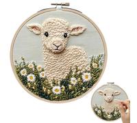 artigianale da ricamo - Guida dettagliata del filato, set di ricami ad anello, strumento vibrante del modello di tessuto | Pacchetto accessorio per cuciture artistiche, pugno di tela di lana t
