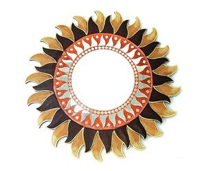 artigianale grande specchio rotondo forma sole 60 cm. decorativo casa del mondo.