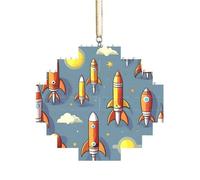 Artigianale Mattone Puzzle Building Block Decorazione Ornamento FAI DA TE Puzzle 3D Regalo premuroso Cartoon Rocket Stampa