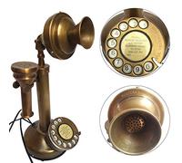 Artigianale Ottone Antico Vecchio Tempo Quadrante Rotante Del Telefono Replica Statuina Da Collezione Corded Candeliere Decor