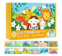 Artigianato adesivo 3D EVA - 12 pezzi Divertenti giocattoli didattici dei cartoni animati per il gioco creativo, puzzle educativo in schiuma con facile design stacca e incolla, forniture artigianali